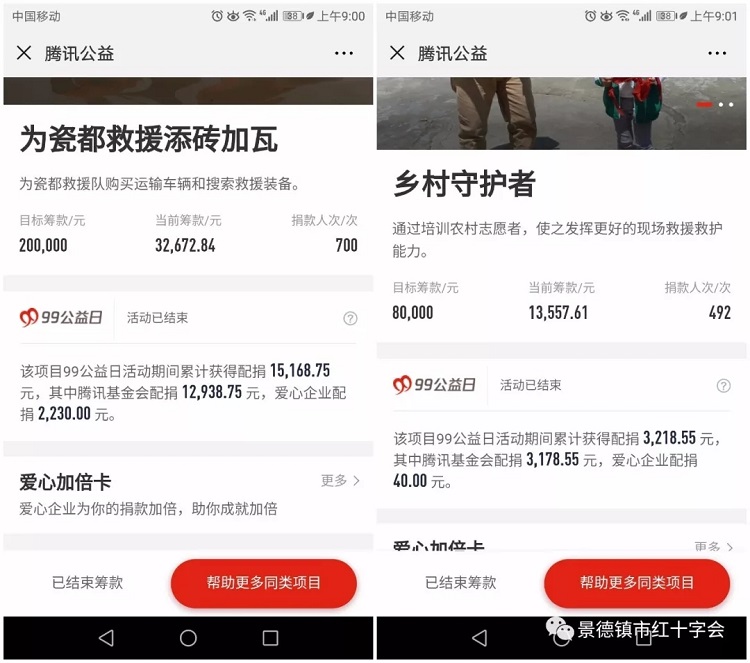 积小善成大爱—景德镇市红十字会99公益日项目募捐成绩